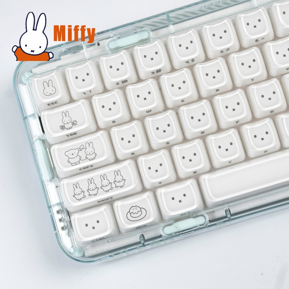 Gaming Keyboard Ergo - Teclas Kawaii Miffy: Keycaps de Coelho