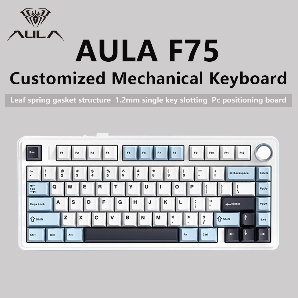 Gaming Keyboard Thocky - AULA-F75 Teclado mecânico sem fio Gaming,