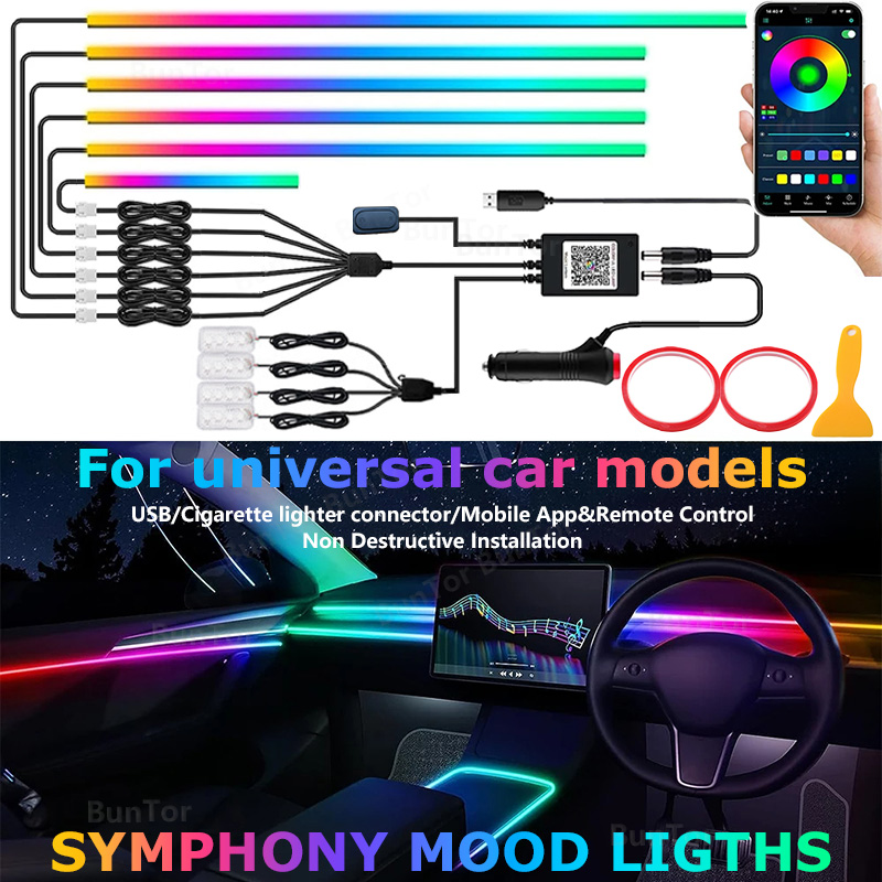 Rgb Underglow Strip - Luz ambiente do carro/64 cores acrílico