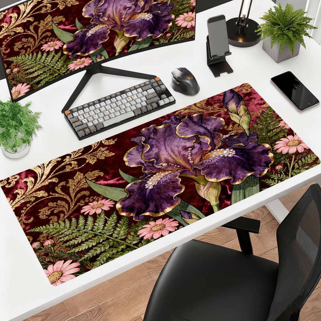 Gaming Keyboard Brand - Mouse Pad Floral Roxo de Marca,