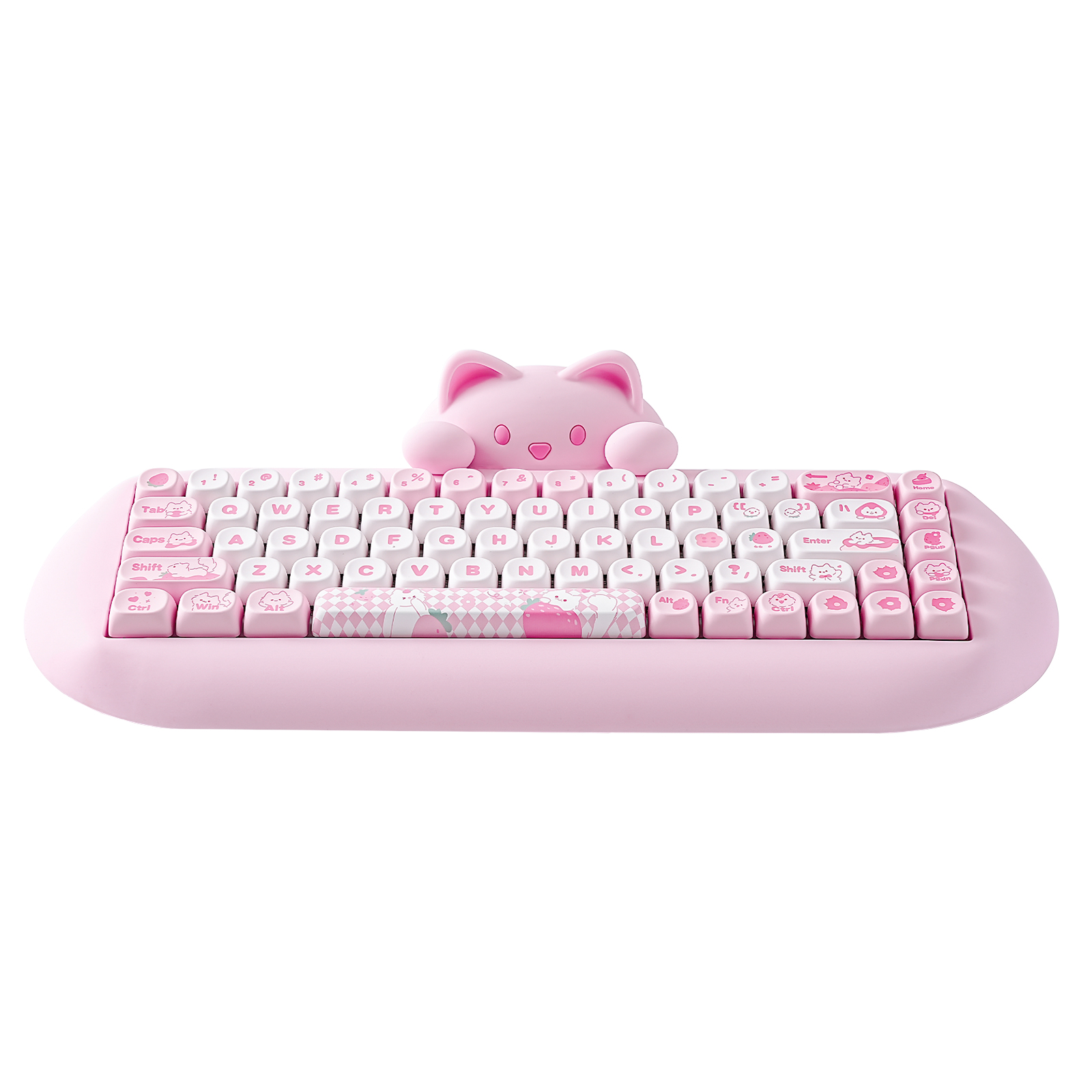 Keyboard Gaming Mac - Yunzi c68 rosa 65% hi-fi gato