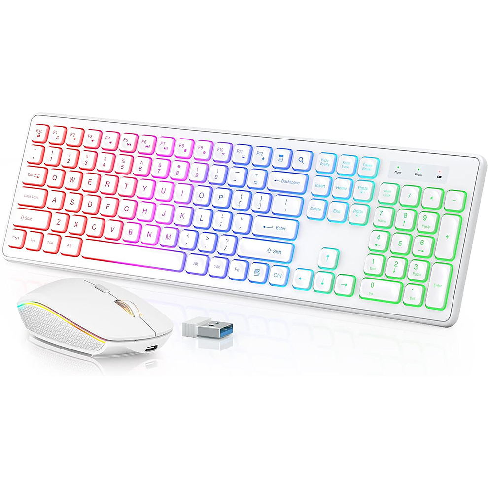 Gaming Keyboard That Is Quiet - Teclado e mouse sem fio retroiluminados,