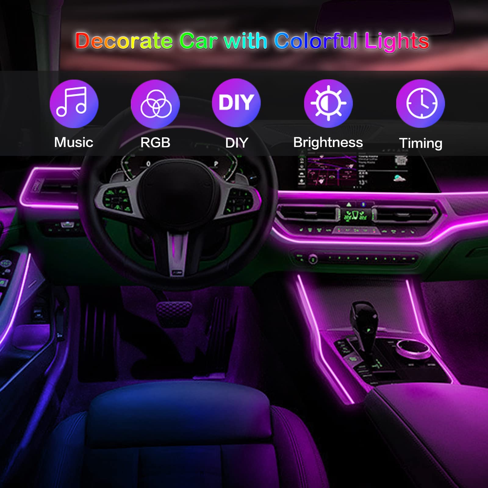 LED Car Interior Ambient Strip - Rgb Underglow Strip avaliação e preço