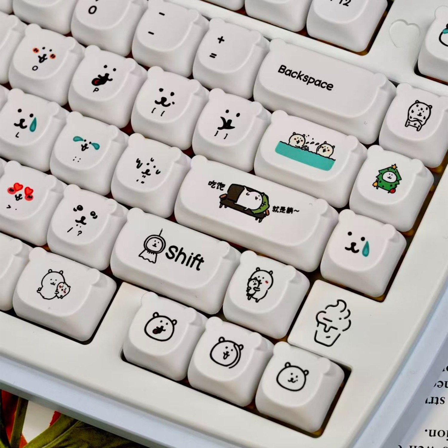 Teclas PBT Kawaii Cartoon Joke - Gaming Keyboard Ergo avaliação e preço