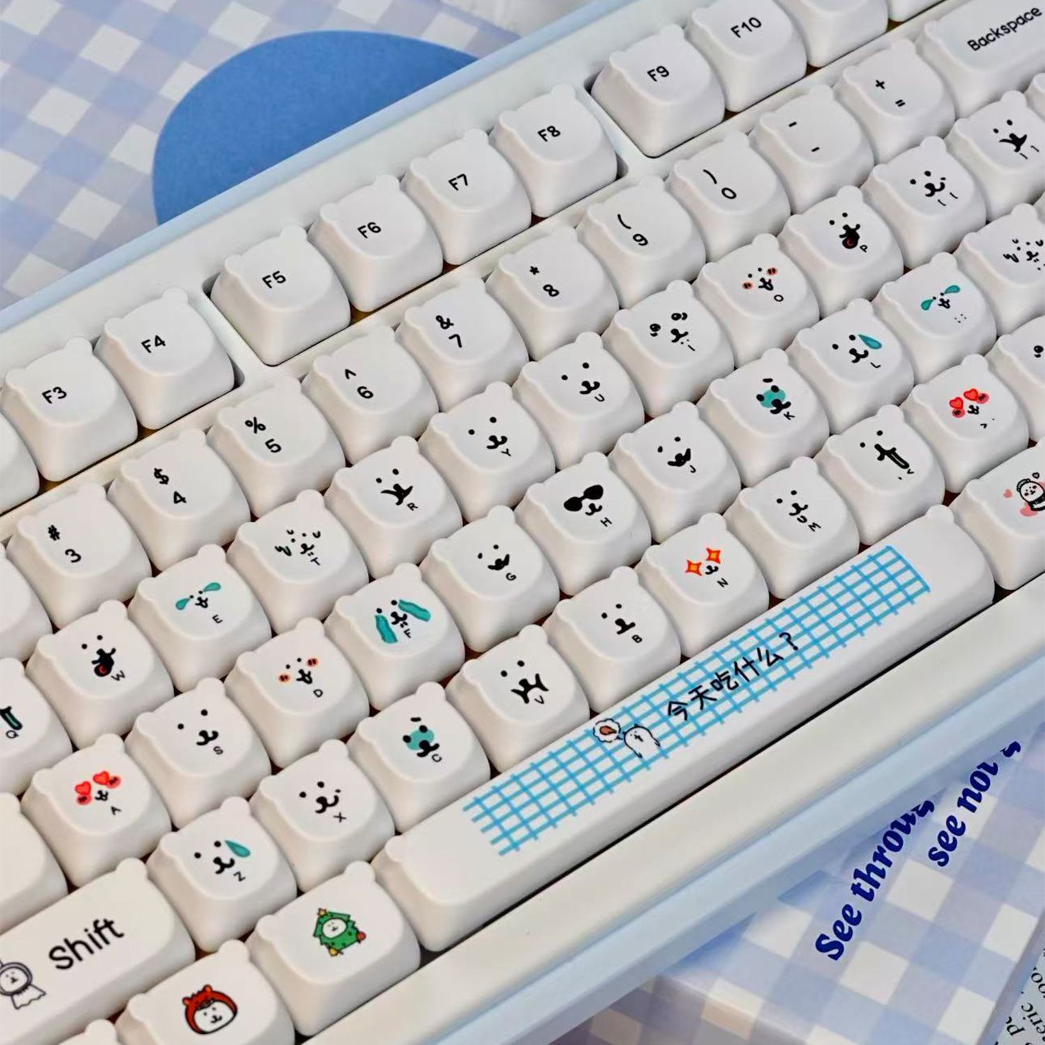 Teclas PBT Kawaii Cartoon Joke - Gaming Keyboard Ergo avaliação e preço