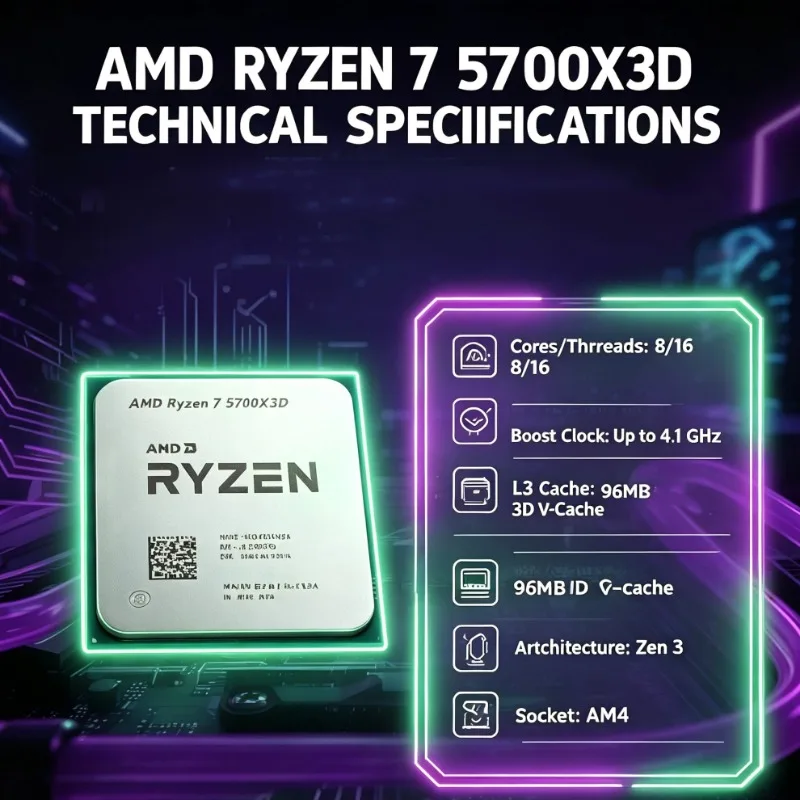 AMD Ryzen 7 5700X3D, CPU para  - Amd Cpu Ryzen 7 avaliação e preço