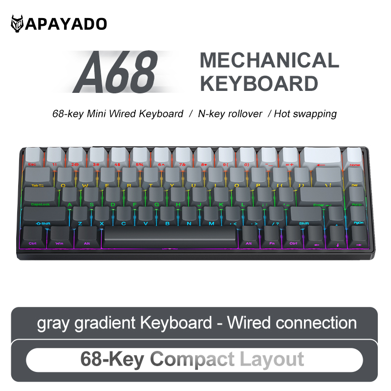 Teclado Mecânico APAYADO A68 c - Gaming Keyboard Blue Switches avaliação e preço